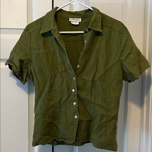 Olive Green linen Button-Up Shirt